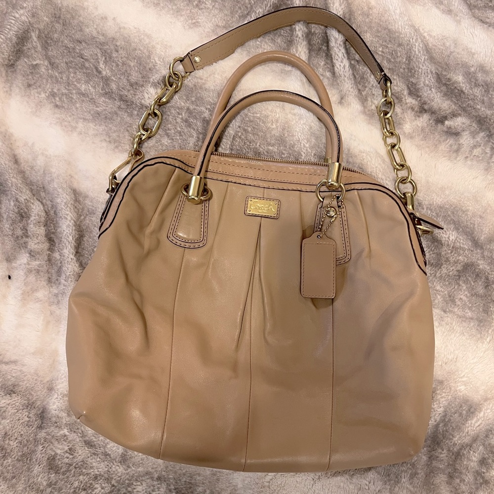 Authentic Coach Satchel Purse - beige and gold